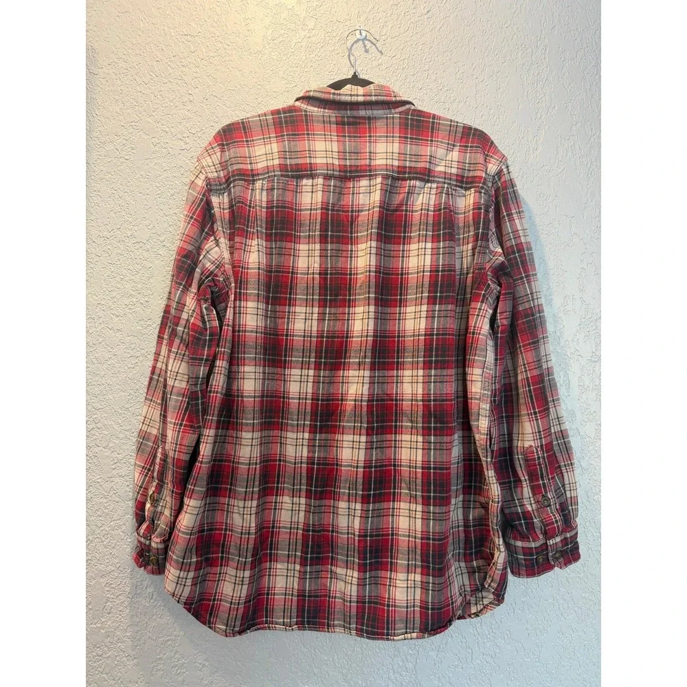 Carhartt Mens Relaxed Fit‎ Plaid Button Down Shirt Red White Black Long Sleeve L